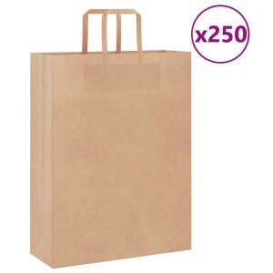 vidaXL Papieren zakken 250 st met hengsels 32x12x42 cm bruin