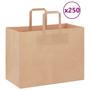 vidaXL Papieren kraftzakken 250 st met hengsels 32x17x25 cm bruin