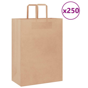 vidaXL Papieren kraftzakken 250 st met hengsels 32x17x44 cm bruin
