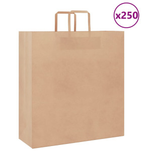 vidaXL Papieren kraftzakken 250 st met hengsels 45x17x48 cm bruin
