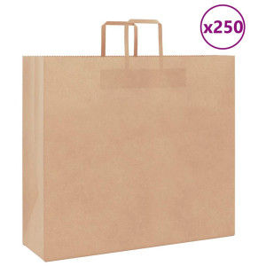 vidaXL Papieren kraftzakken 250 st met hengsels 54x15x49 cm bruin