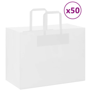 vidaXL Papieren kraftzakken 50 st met hengsels 32x17x25 cm wit