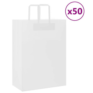 vidaXL Papieren kraftzakken 50 st met hengsels 32x17x44 cm wit