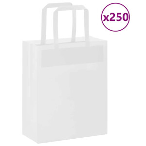 vidaXL Papieren zakken 250 st met hengsels 18x8x22 cm wit