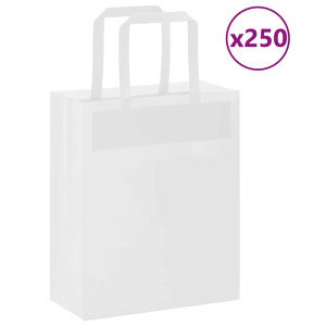 vidaXL Papieren kraftzakken 250 st met hengsels 18x8x22 cm wit