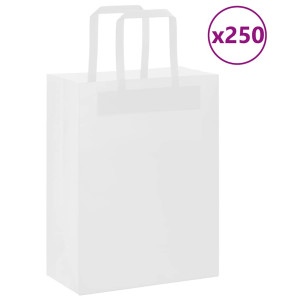 vidaXL Papieren kraftzakken 250 st met hengsels 21x11x28 cm wit