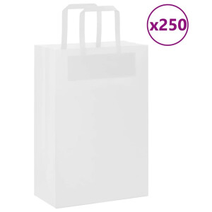 vidaXL Papieren zakken 250 st met hengsels 21x11x31 cm wit