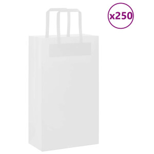 vidaXL Papieren kraftzakken 250 st met hengsels 21x11x36 cm wit