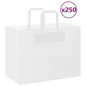 vidaXL Papieren zakken 250 st met hengsels 32x17x25 cm wit