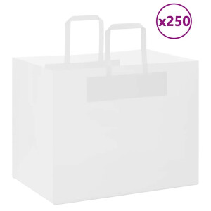 vidaXL Papieren zakken 250 st met hengsels 32x22x24 cm wit