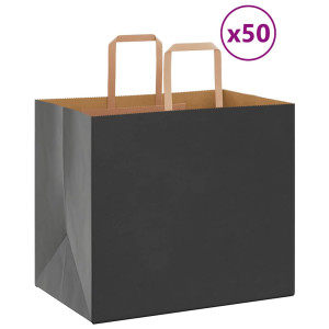 vidaXL Papieren kraftzakken 50 st met hengsels 32x22x28 cm zwart