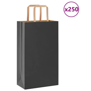 vidaXL Papieren kraftzakken 250 st met hengsels 21x11x36 cm zwart