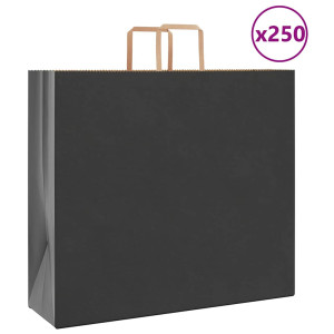 vidaXL Papieren kraftzakken 250 st met hengsels 54x15x49 cm zwart