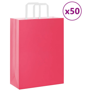 vidaXL Papieren kraftzakken 50 st met hengsels 26x12x35 cm roze