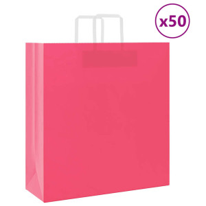 vidaXL Papieren kraftzakken 50 st met hengsels 45x17x48 cm roze