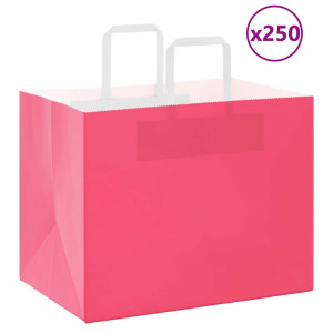 vidaXL Papieren kraftzakken 250 st met hengsels 32x22x24 cm roze