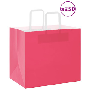 vidaXL Papieren kraftzakken 250 st met hengsels 32x22x28 cm roze