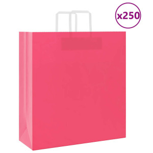 vidaXL Papieren kraftzakken 250 st met hengsels 45x17x48 cm roze