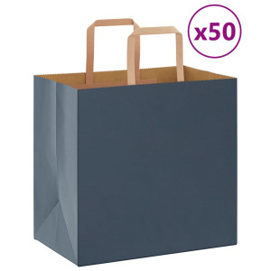 vidaXL Papieren kraftzakken 50 st met hengsels 26x17x25 cm blauw