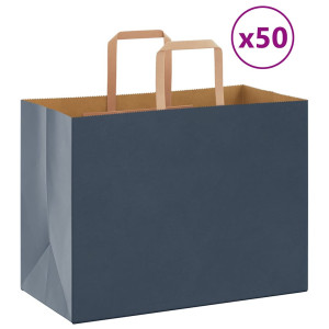 vidaXL Papieren kraftzakken 50 st met hengsels 32x17x25 cm blauw