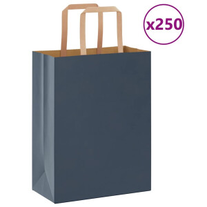 vidaXL Papieren zakken 250 st met hengsels 21x11x28 cm blauw