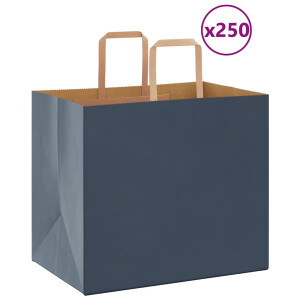 vidaXL Papieren zakken 250 st met hengsels 32x22x28 cm blauw