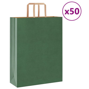 vidaXL Papieren kraftzakken 50 st met hengsels 32x12x42 cm groen