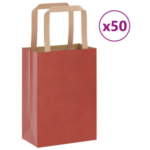vidaXL Papieren kraftzakken 50 st met hengsels 15x8x21 cm rood