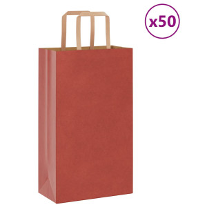 vidaXL Papieren kraftzakken 50 st met hengsels 21x11x36 cm rood