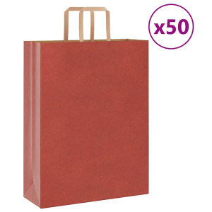vidaXL Papieren kraftzakken 50 st met hengsels 32x12x42 cm rood