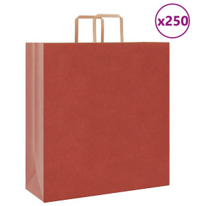 vidaXL Papieren kraftzakken 250 st met hengsels 45x17x48 cm rood