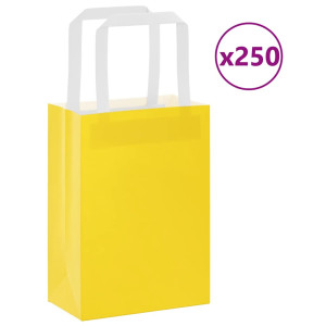 vidaXL Papieren kraftzakken 250 st met hengsels 15x8x21 cm geel