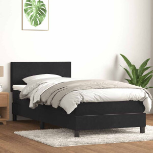vidaXL Boxspring met matras fluweel zwart 90x210 cm