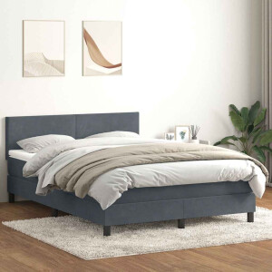 vidaXL Boxspring met matras fluweel donkergrijs 160x210 cm