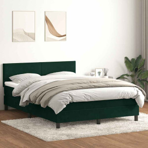 vidaXL Boxspring met matras fluweel donkergroen 160x210 cm