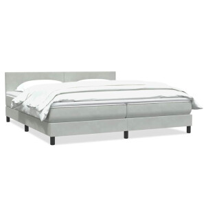 vidaXL Boxspring met matras fluweel lichtgrijs 180x210 cm