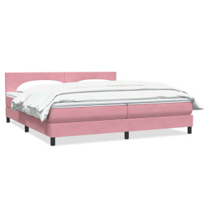 vidaXL Boxspring met matras fluweel roze 180x210 cm