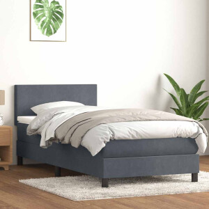 vidaXL Boxspring met matras fluweel donkergrijs 80x220 cm