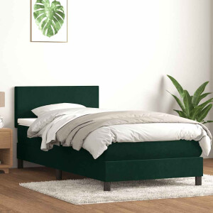 vidaXL Boxspring met matras fluweel donkergroen 80x220 cm