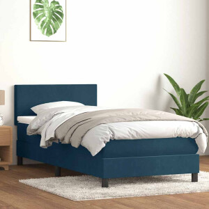 vidaXL Boxspring met matras fluweel donkerblauw 80x220 cm