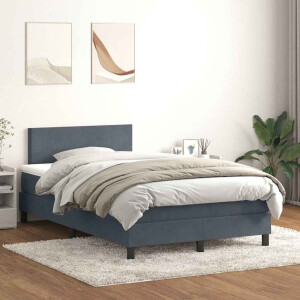 vidaXL Boxspring met matras fluweel donkergrijs 120x220 cm