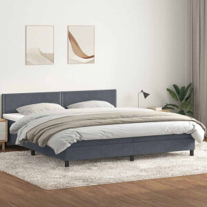 vidaXL Boxspring met matras fluweel donkergrijs 200x210 cm