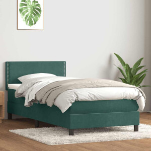 vidaXL Boxspring met matras fluweel donkergroen 80x220 cm