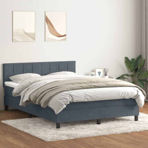 vidaXL Boxspring met matras fluweel donkergrijs 160x210 cm