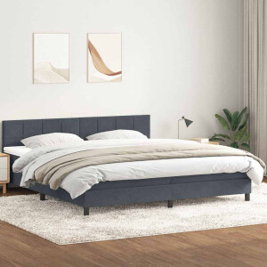 vidaXL Boxspring met matras fluweel donkergrijs 200x210 cm