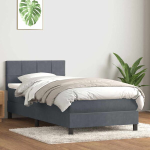 vidaXL Boxspring met matras fluweel donkergrijs 80x220 cm
