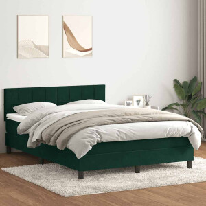 vidaXL Boxspring met matras fluweel donkergroen 160x220 cm