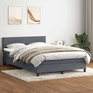 vidaXL Boxspring met matras fluweel donkergrijs 160x210 cm