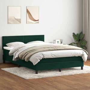 vidaXL Boxspring met matras fluweel donkergroen 160x210 cm