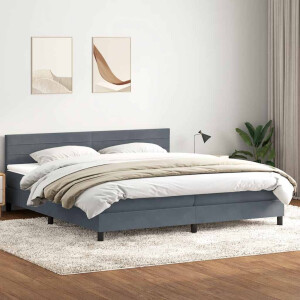 vidaXL Boxspring met matras fluweel donkergrijs 180x210 cm
